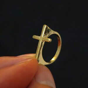 Vintage Gold Sideways Cross Ring